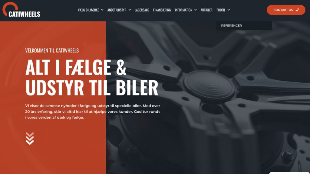 Hjemmesiden til Catiwheels, designet af MF WebDesign