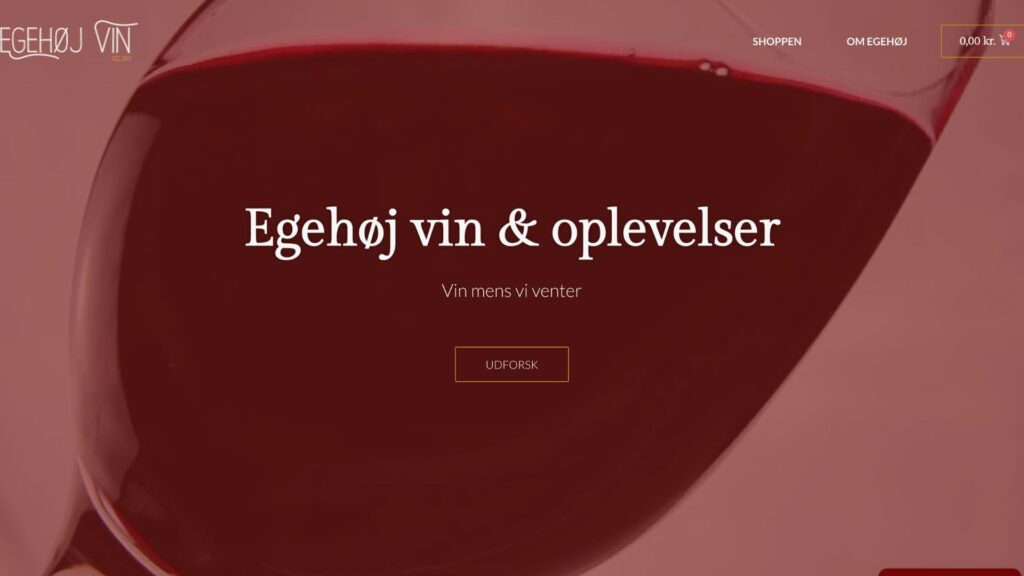 Hjemmesiden til Egehøj Vin, designet af MF WebDesign