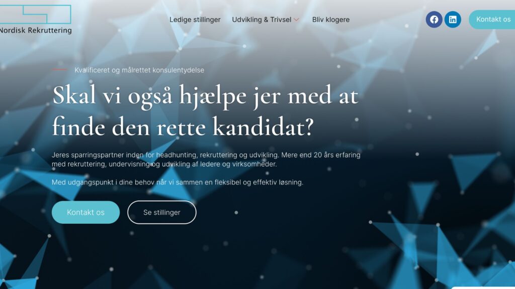 Hjemmesiden til Nordisk Rekruttering, designet af MF WebDesign