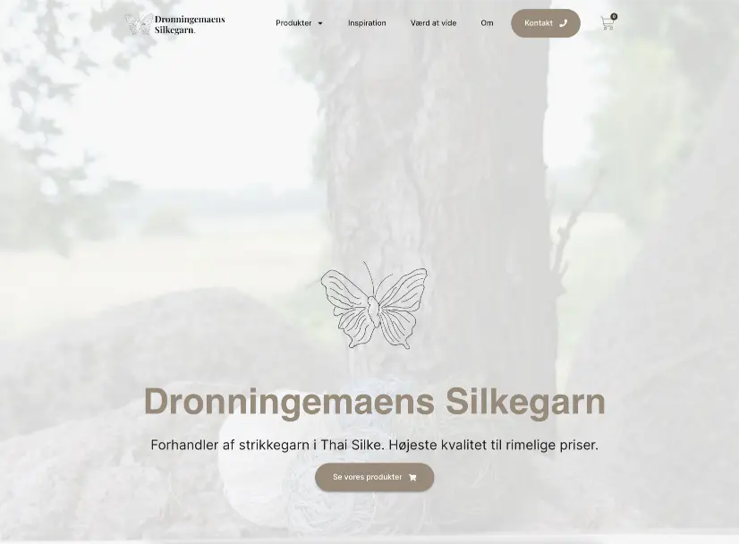 Hjemmesiden til Silkegarn, designet af MF WebDesign