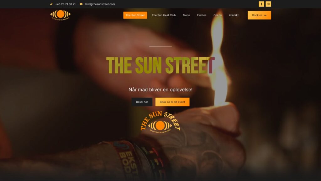 Hjemmesiden til The Sun Street, designet af MF WebDesign