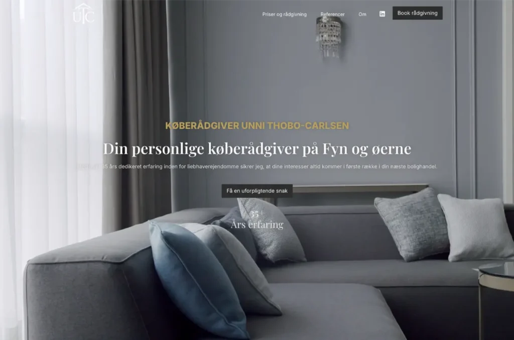 Hjemmesiden til Unni Thobo-Carlsen, designet af MF WebDesign